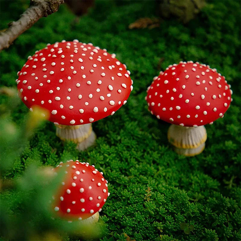 Glow In The Dark Mushroom Figurines – Resin Miniatures for Fairy Gardens