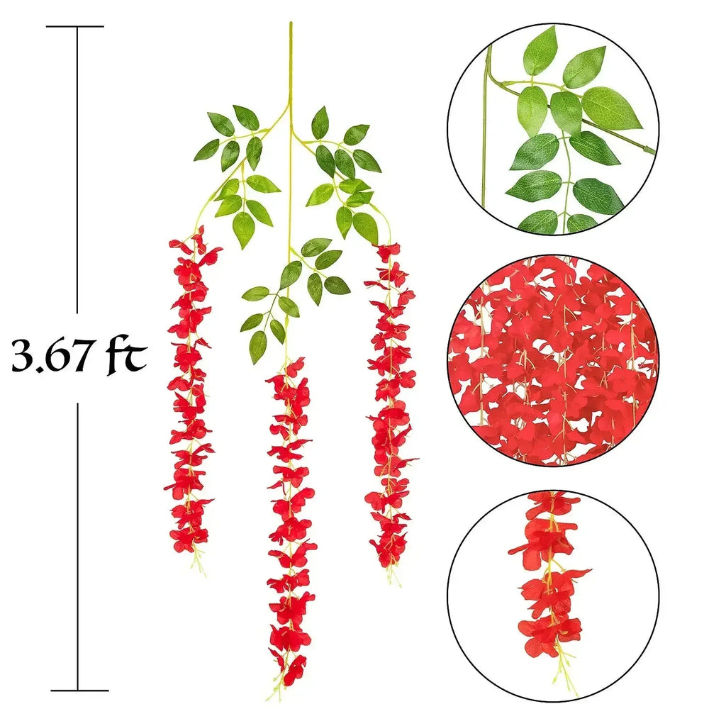 Silk Wisteria Hanging Vines – 110cm Artificial Flower Garland for Wedding Decor