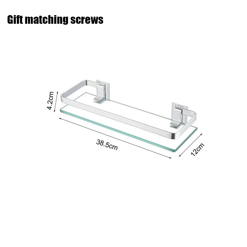 Tempered Glass Wall Shelf – Bathroom Storage Organizer for Shower Accessories
