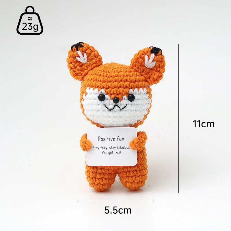 Handmade Wool Crochet Dog Doll – Positive Affirmation Plush for Home Decor
