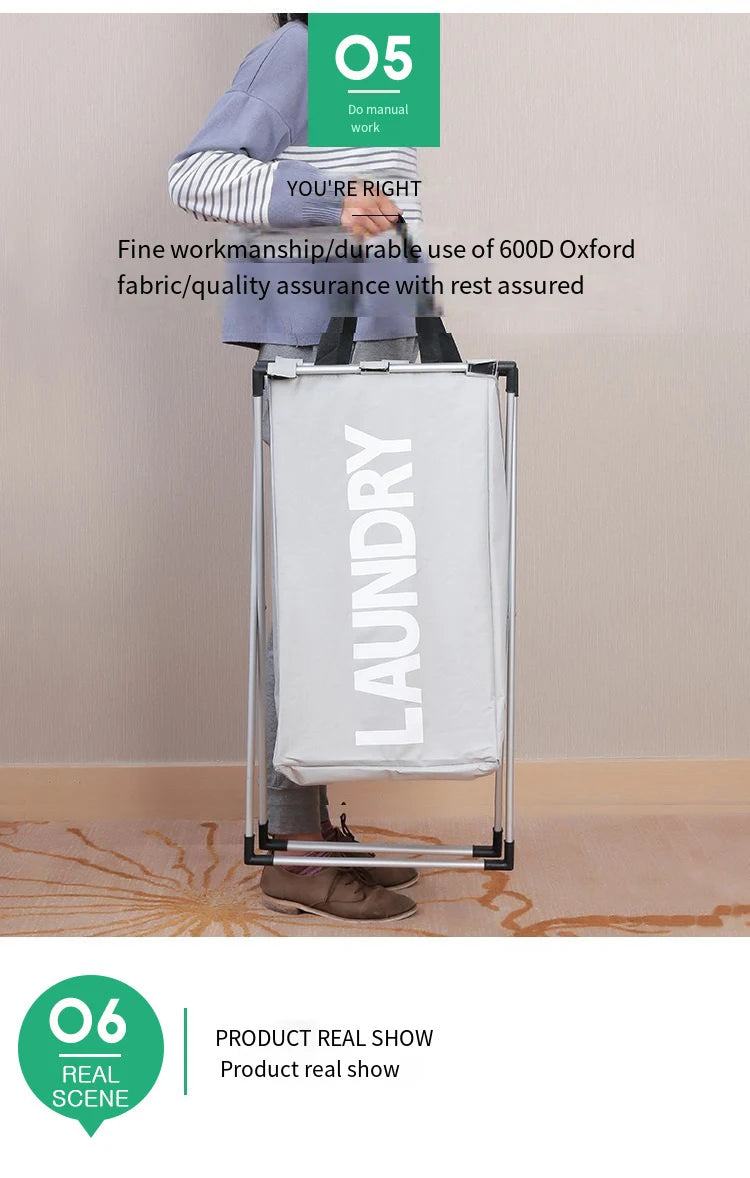 Large Foldable Laundry Basket – Waterproof Grid Organizer for Clothes and Toys