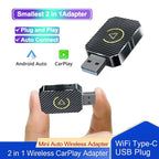 Wireless CarPlay and Android Auto Adapter – 5GHz USB Plug and Play for Cars