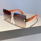 Oversized Rimless Square Sunglasses – Gradient Fashion Eyewear for Women