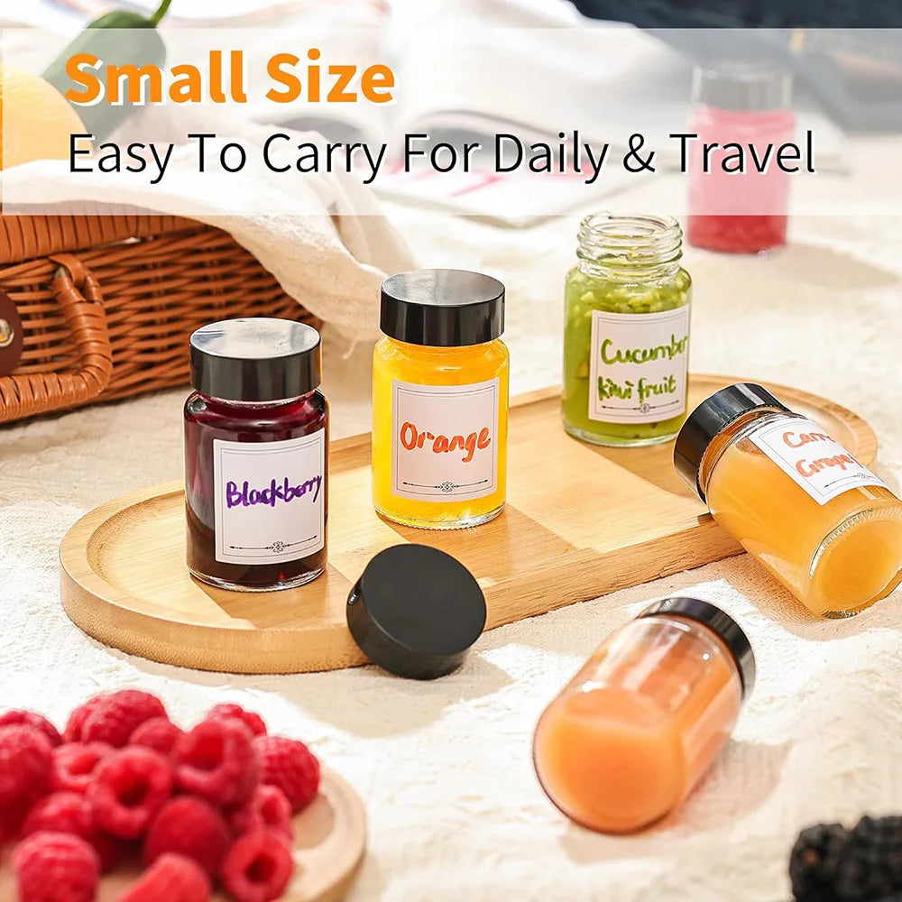 Clear Glass Shot Bottles – 60ml Wide Mouth Mini Jars for Travel and Storage