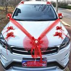 Silk Flower Wedding Car Decoration Kit – Floral Ribbons for Bridal Vehicles