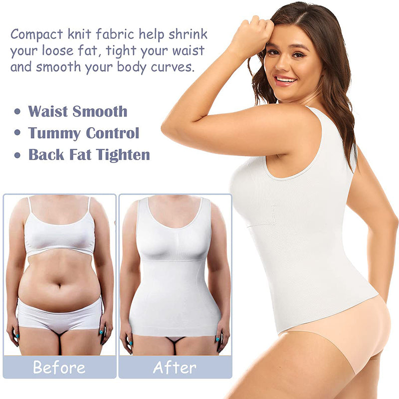 Plus Size Shaper Cami – Built-in Bra Compression Tank for Tummy Control