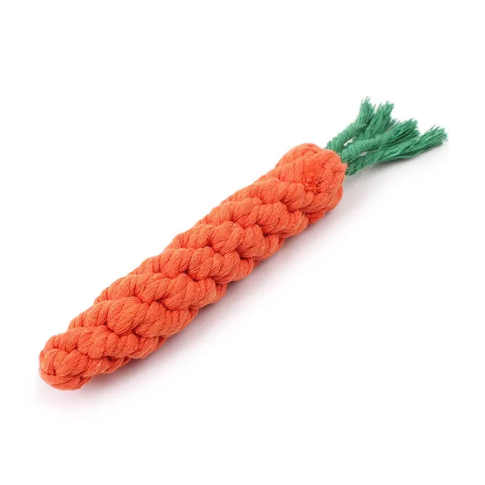 Braided Carrot Cotton Rope – Durable Molar Chew Toy for Puppy Teeth Cleaning