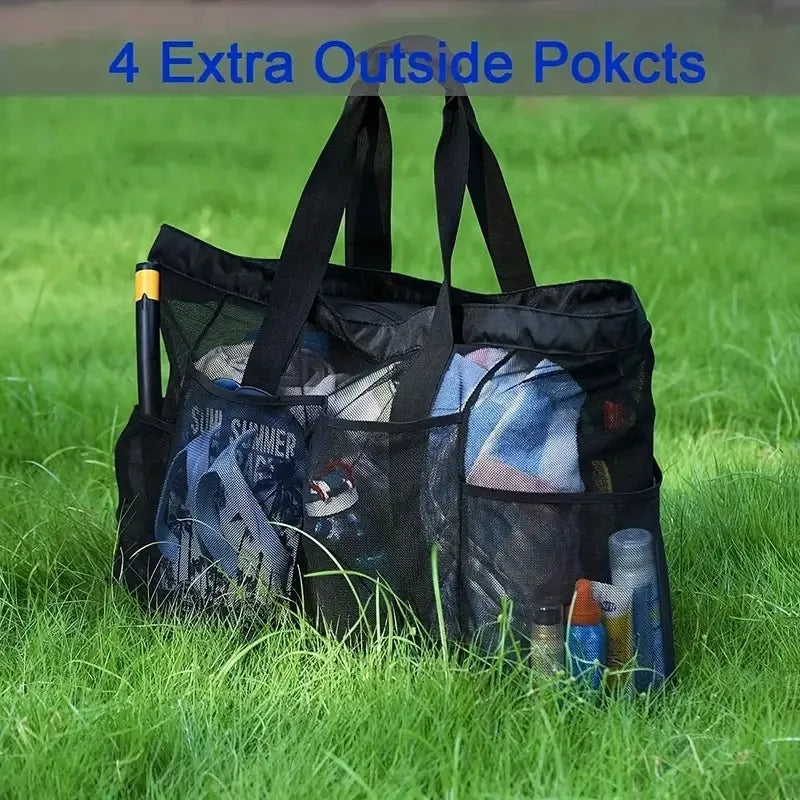 Extra Large Waterproof Beach Bag – Foldable Mesh Tote for Travel and Swimming