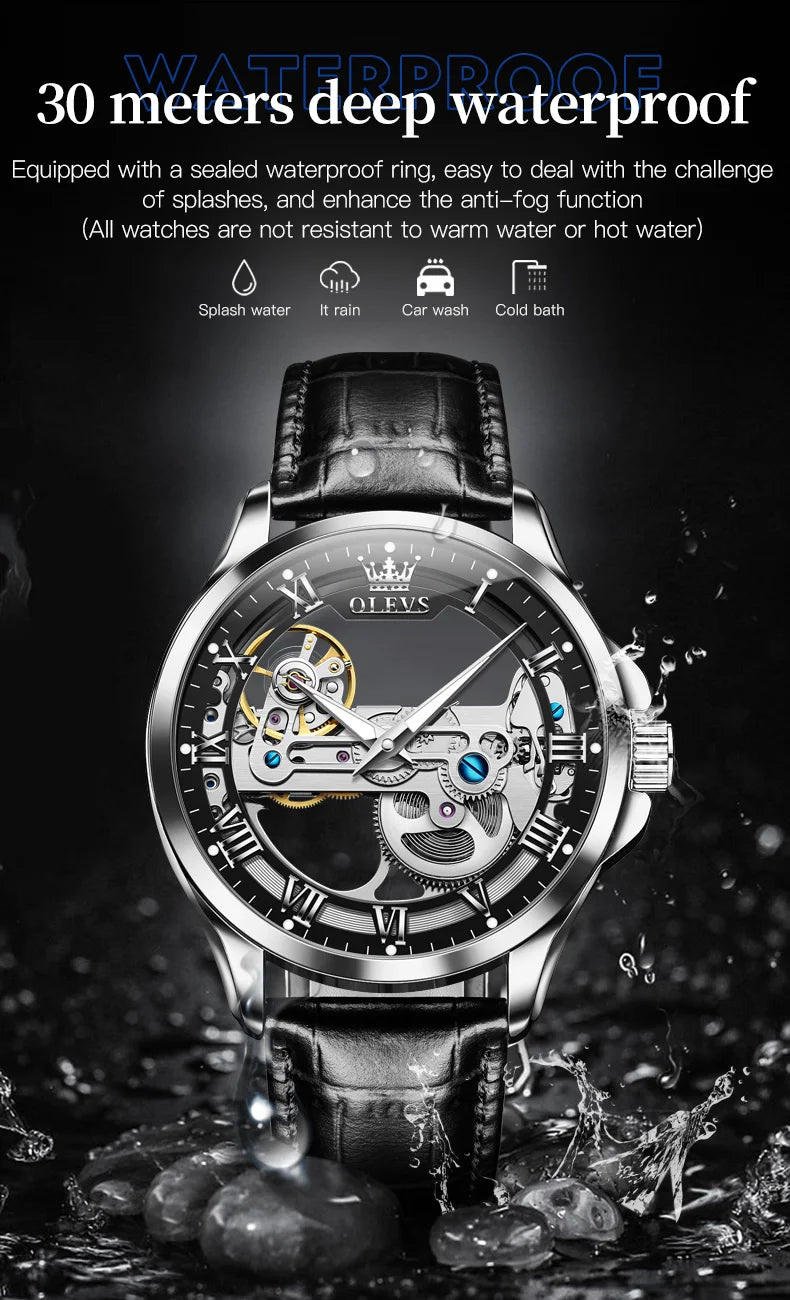Automatic Mechanical Wristwatch – Skeleton Dial for Men Business Formal