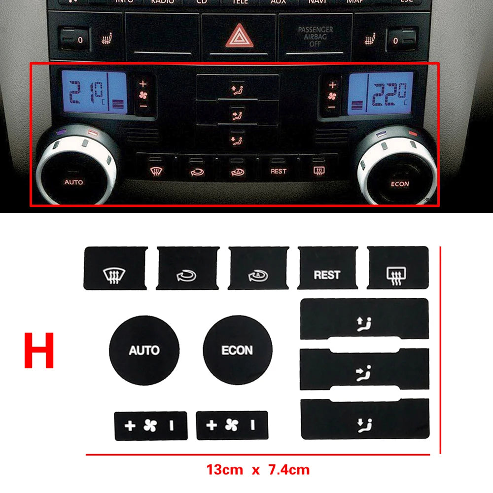 Button Repair Decal Stickers – Interior Dashboard Restoration for VW Touareg
