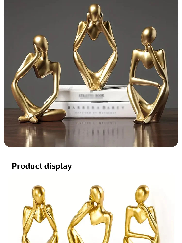 Abstract Figure Sculpture – Minimalist Resin Ornament for Modern Home Decor