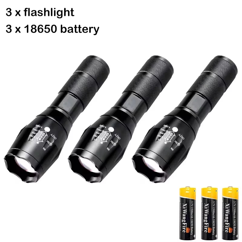 T6 LED Zoomable Flashlight – Waterproof Aluminum Torch for Camping