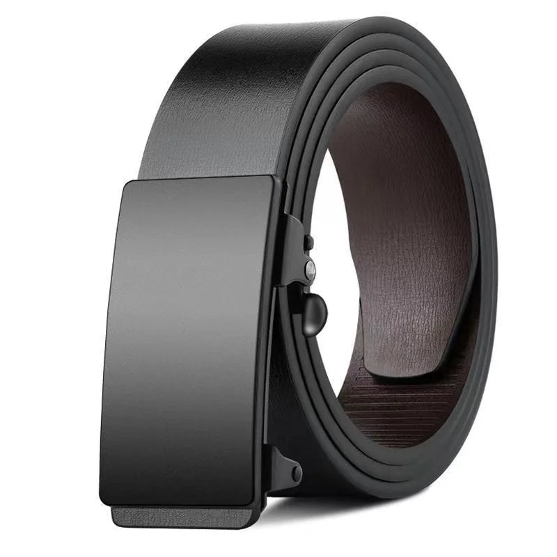 Genuine Leather Automatic Belt – Luxury Metal Buckle Strap for Men