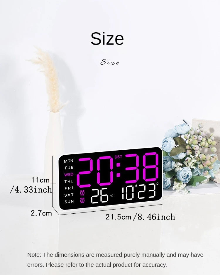 LED Digital Wall Clock – Temperature and Date Display for Home Office
