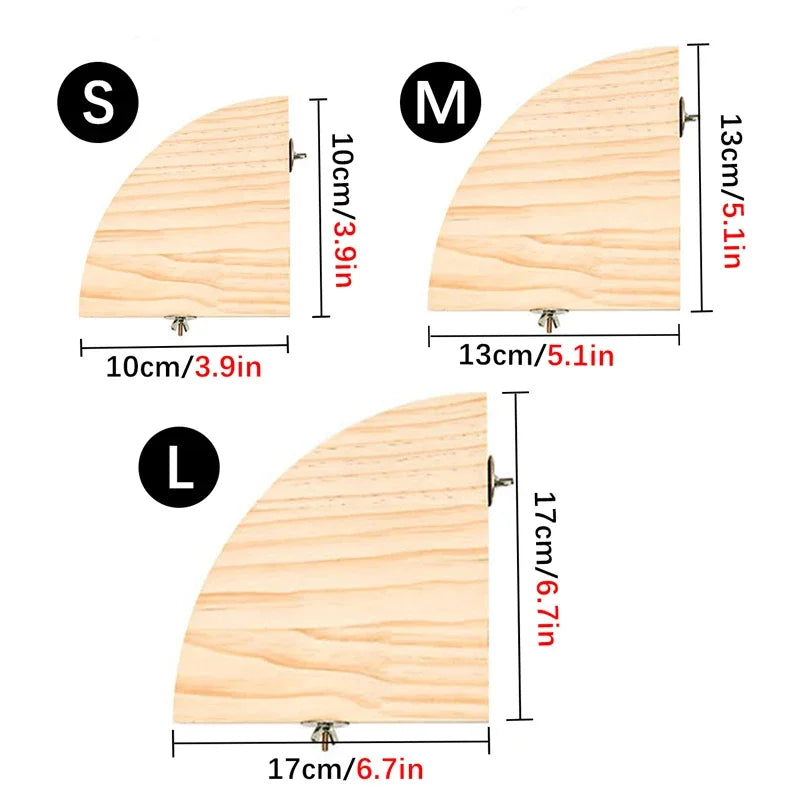 Wooden Fan-Shaped Bird Perch – Natural Stand for Parrot and Small Pets