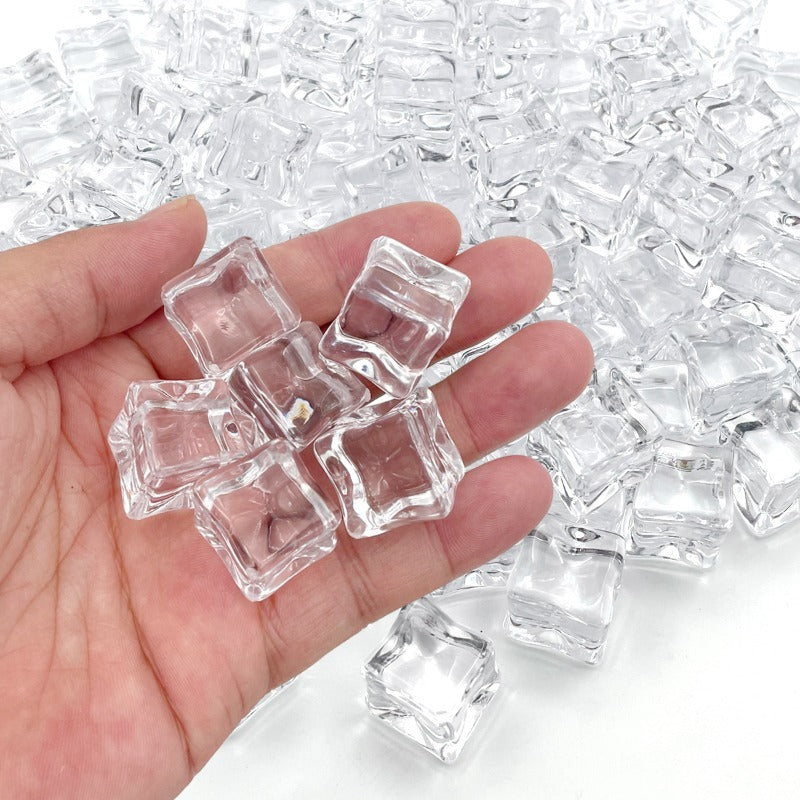 Reusable Acrylic Fake Ice Cubes – Transparent Photo Props for Product Display