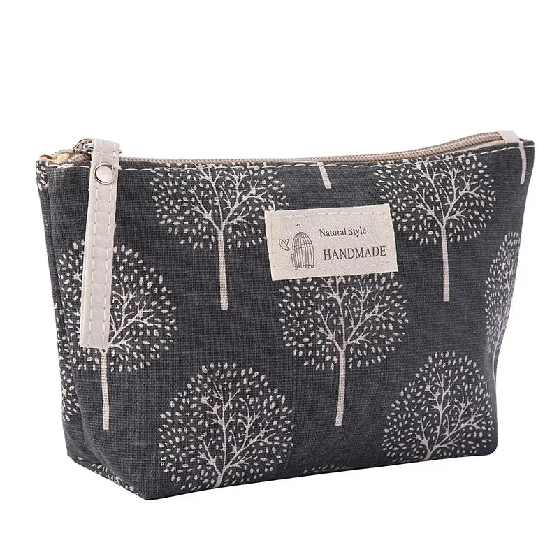 Small Canvas Makeup Bag – Portable Cosmetic Organizer for Travel Toiletry