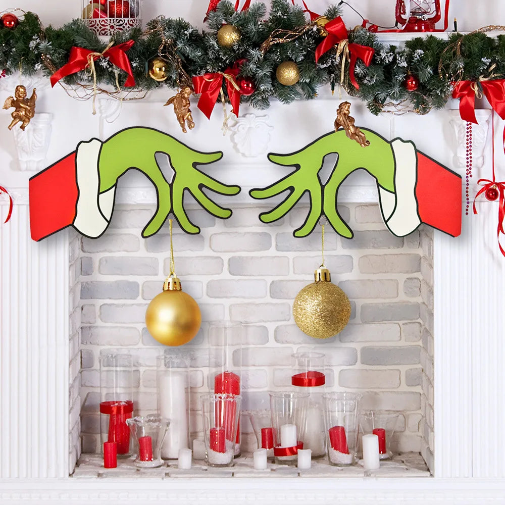 Grinch Wooden Door Sign – Festive Hanging Decoration for Christmas Home Decor