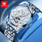 OLEVS Automatic Mechanical Watch – Skeleton Flywheel for Men's Business Wear