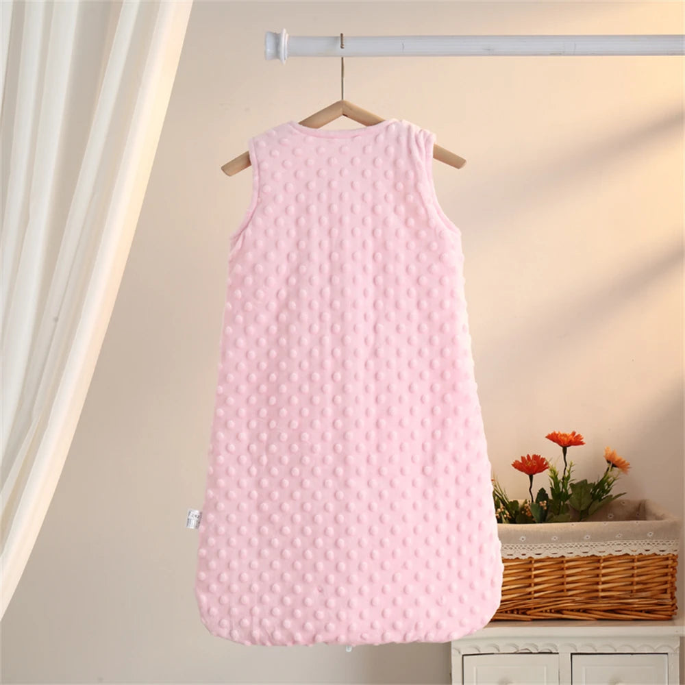 Velvet Baby Sleeping Bag – Sleeveless Anti-kick Quilt for Autumn Winter