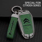 Zinc Alloy Leather Car Key Case – Protective Remote Cover for Citroen Models