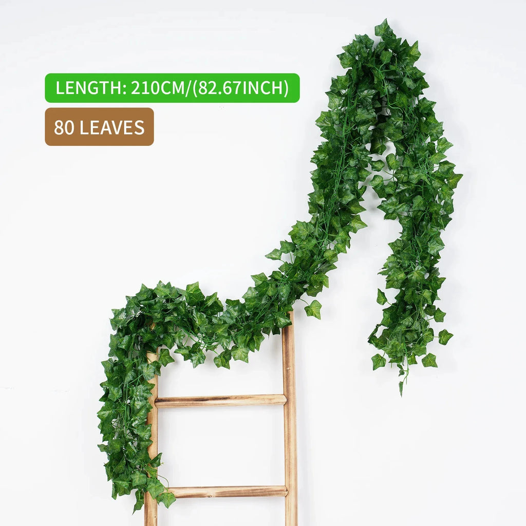 Artificial Ivy Leaf Garland – 2.1M Silk Hanging Vine for Home Garden Decor