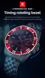 Stainless Steel Quartz Watch – Luminous Calendar Wristwatch for Business Men
