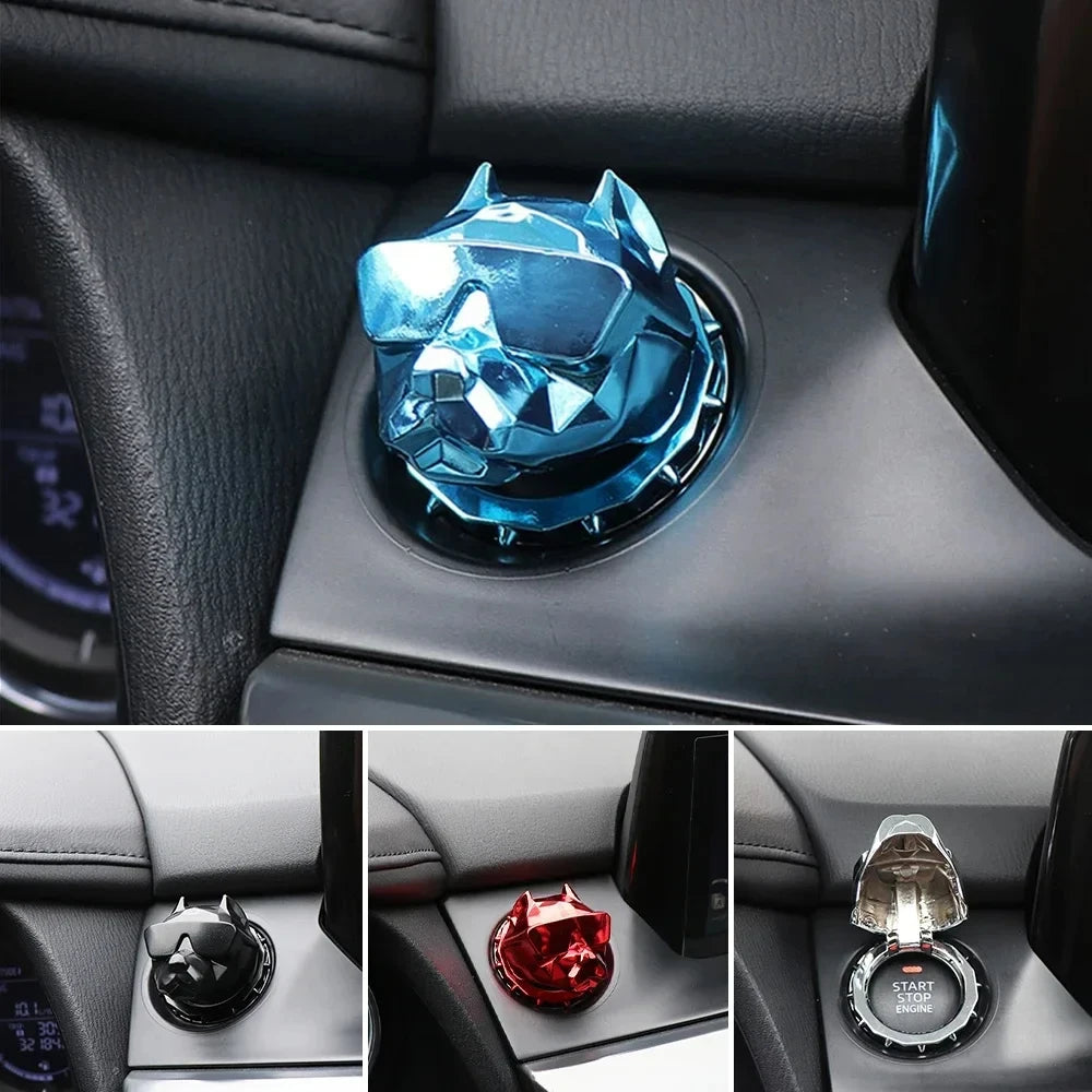 Metal Bully Dog Ignition Cover – Decorative Engine Start Button Trim for Cars