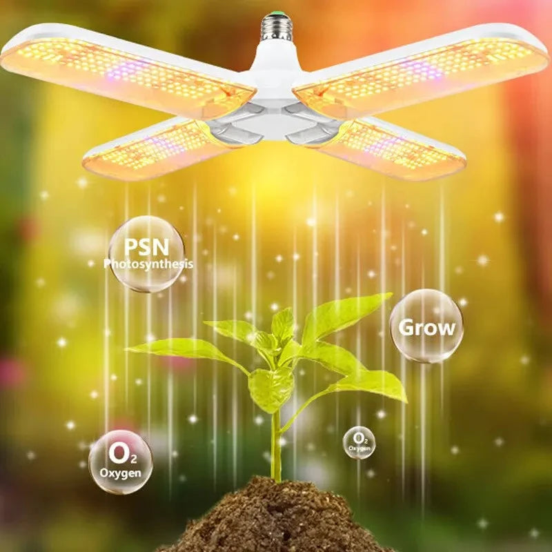 Foldable LED Grow Light – Full Spectrum E27 Bulb for Indoor Plant Seedlings
