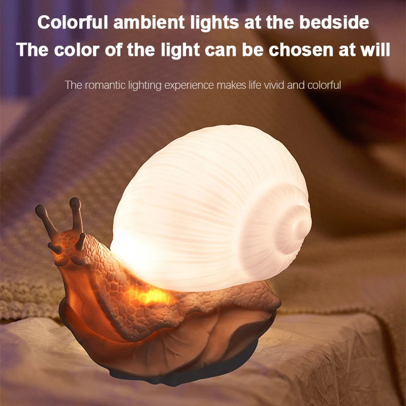 Cute Snail Night Light – Color Changing Bedside Lamp for Kids Room Decor
