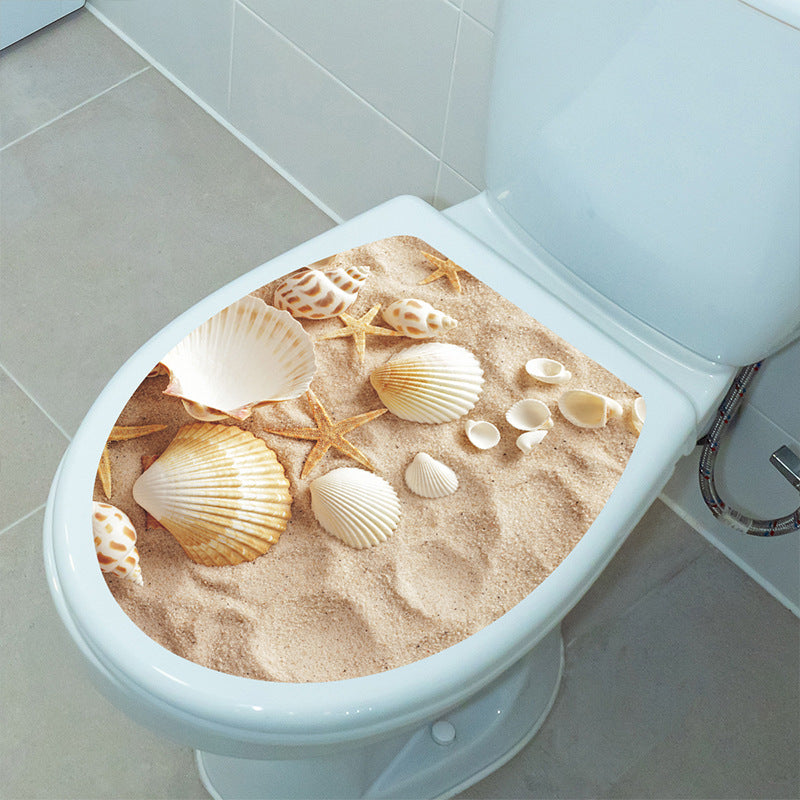 Decorative Toilet Seat Decal – Underwater Sea Shell Art for Bathroom Decor