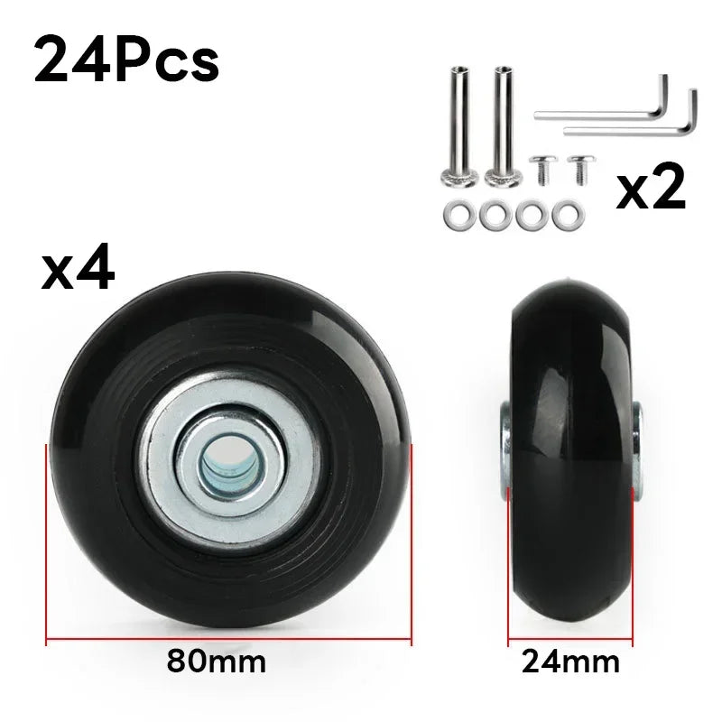 Silent Rubber Luggage Wheels – Durable Travel Bag Replacement for Repair
