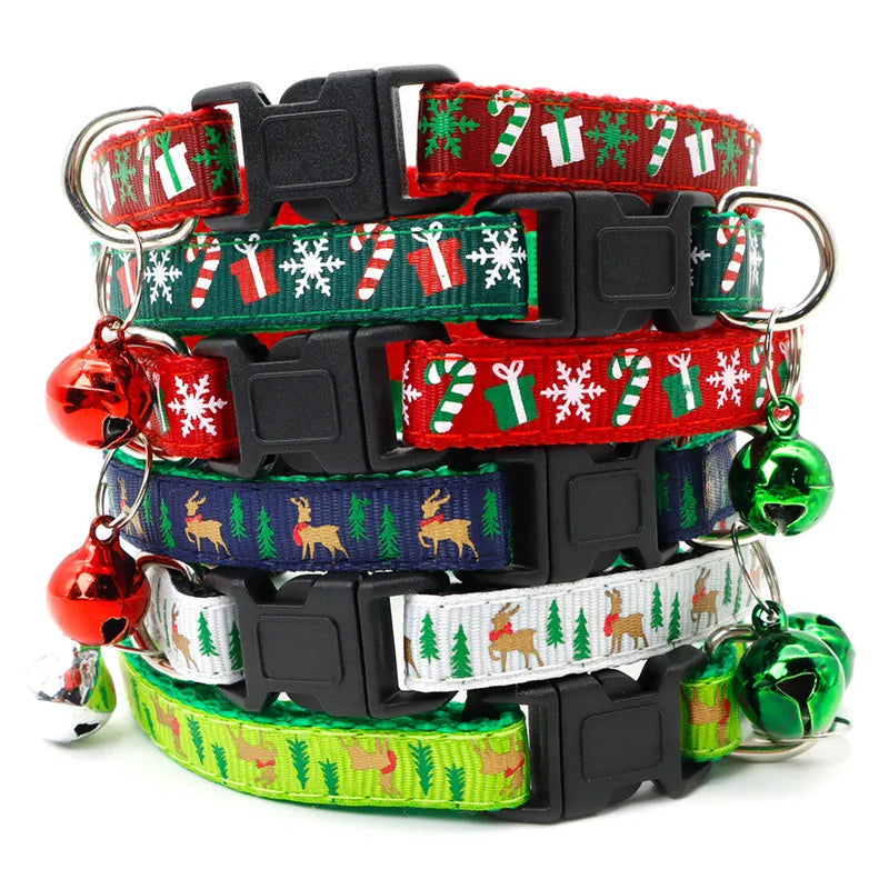 Adjustable Christmas Cat Collar – Snowflake Elk Polypropylene Pet Accessory