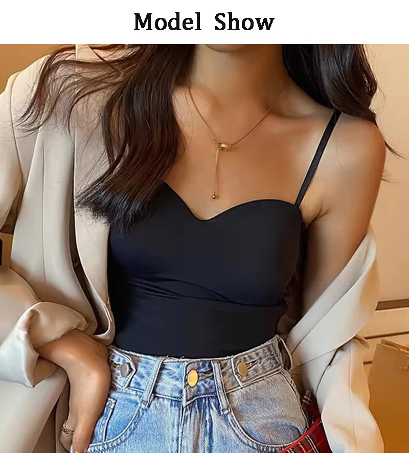 Women's Double Strap Crop Top – Slim Fit Solid Color Vest for Sport