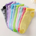 Heart Print Ankle Socks – Candy Colored Cotton Hosiery for Valentine's Day