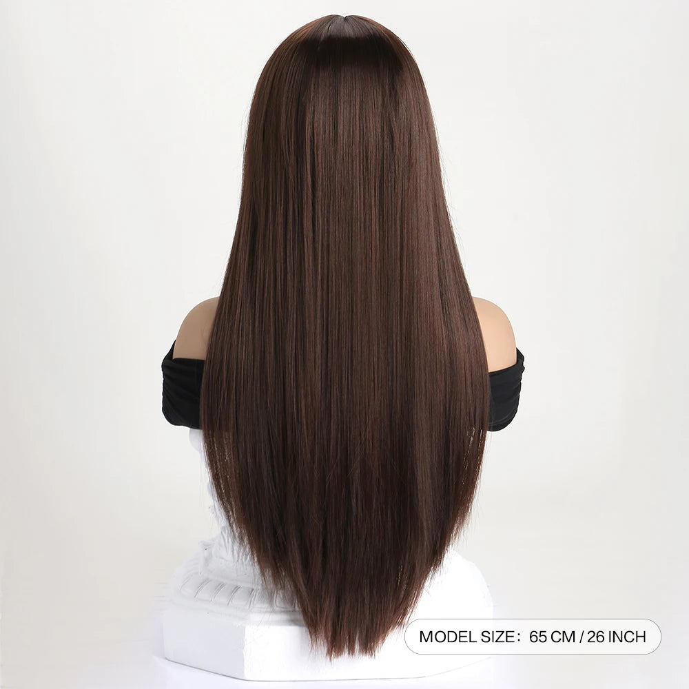 Long Straight Synthetic Wig – 26-Inch Colored Hair for Cosplay Halloween