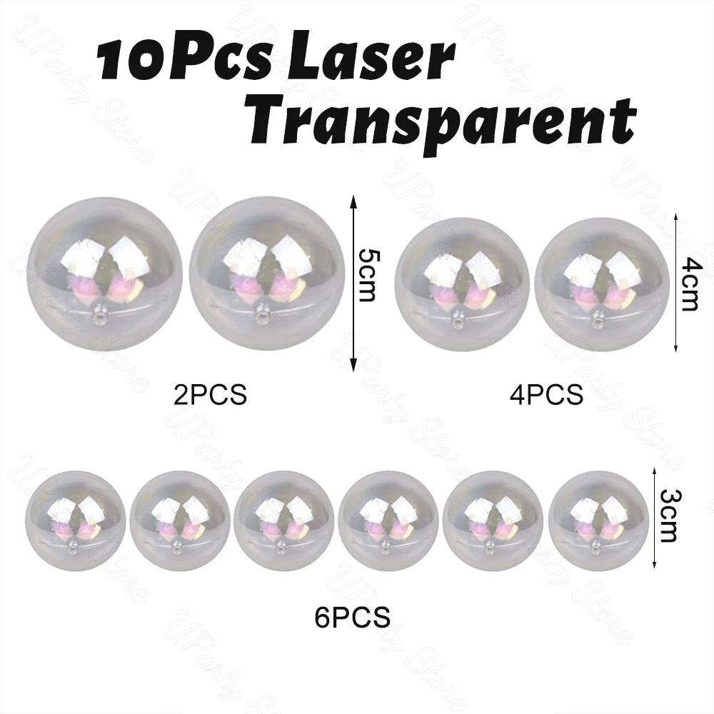 Clear Glitter Ball Cake Toppers – 3-Size Decorative Orbs for Party Events