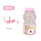 Milk Carton Water Bottle – 480ml Kawaii Plastic Cup for Kids and Adults