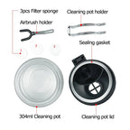 Airbrush Cleaning Pot – Glass Jar Set with Needles and Brushes