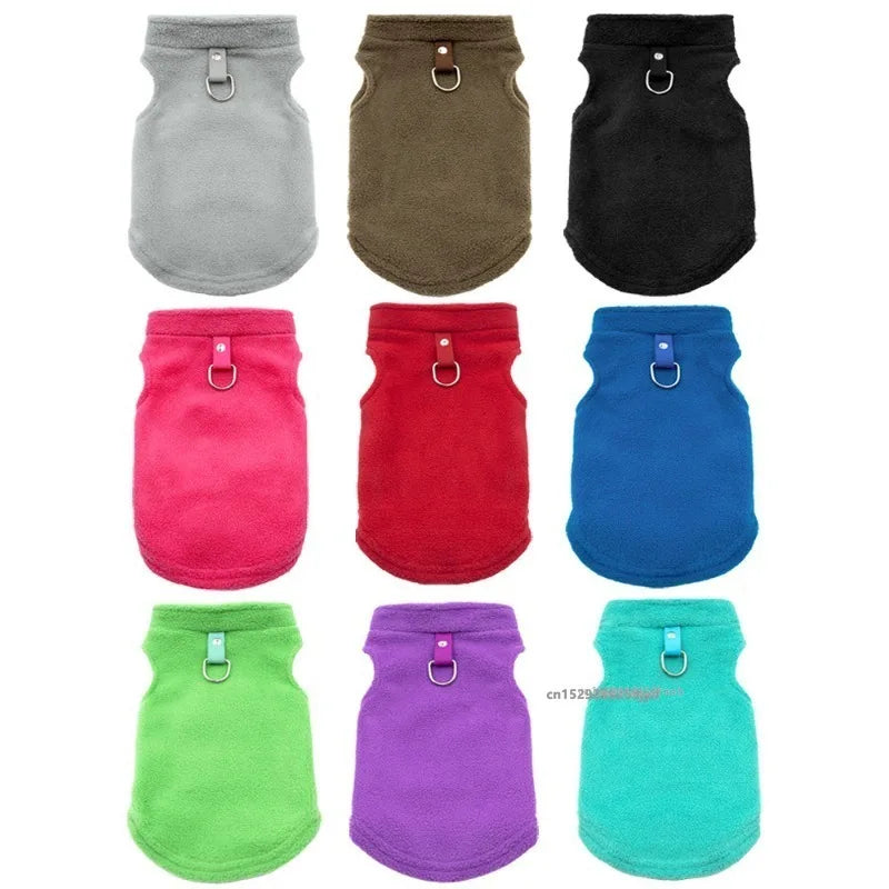 Fleece Dog Sweater with D-Ring – Soft Winter Warmth for Small Pets
