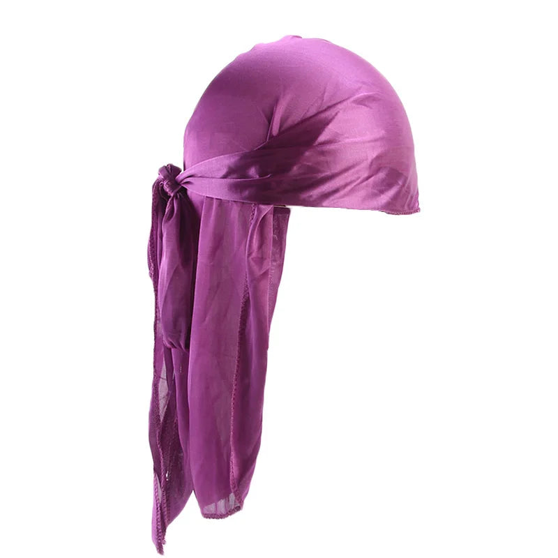 Silky Long Tail Durag – Satin Wave Cap for Men and Women Hair Styling