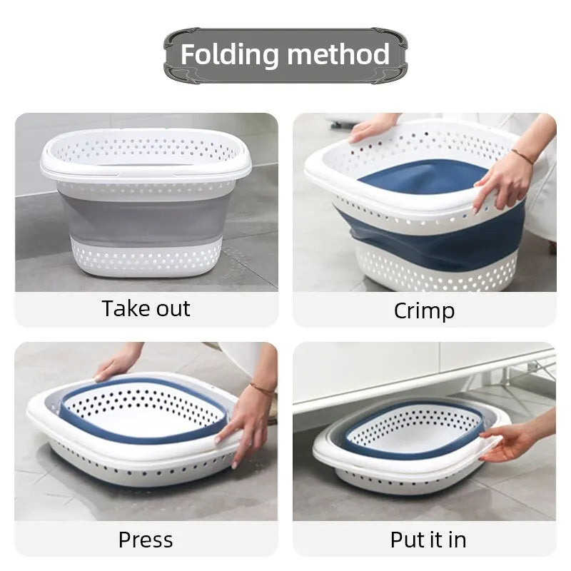 Collapsible Plastic Laundry Basket – Large Folding Storage for Home Organization