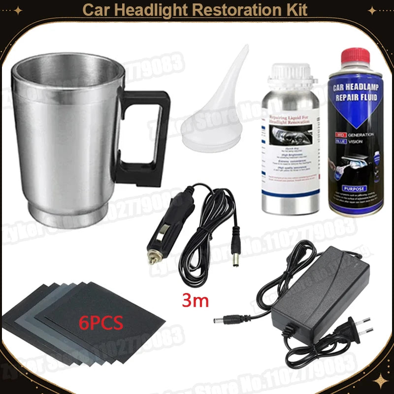 Car Headlight Restoration Kit – Professional Lens Repair Liquid Tool
