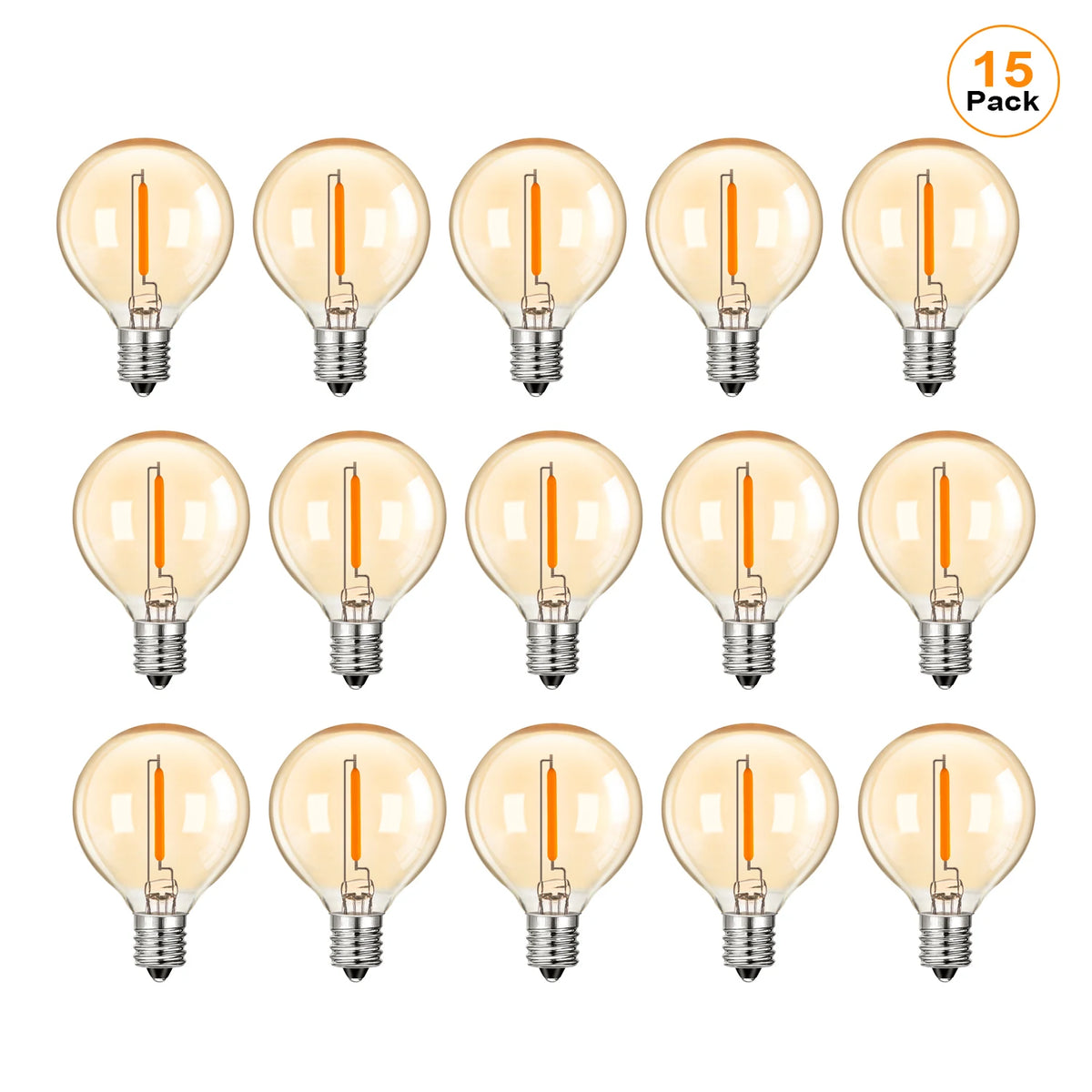 G40 Gold Tint LED Filament Bulbs – Dimmable Glass Globe for Outdoor Decor