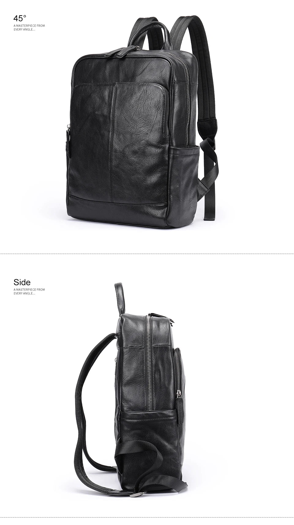Genuine Leather Laptop Backpack – 14 Inch Business Bag for Men