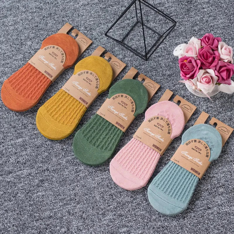 Silicone Invisible Boat Socks – Soft Cotton Women's Ankle Liners for Summer