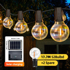 G40 Solar LED String Lights – Weatherproof Shatterproof Decor for Patio