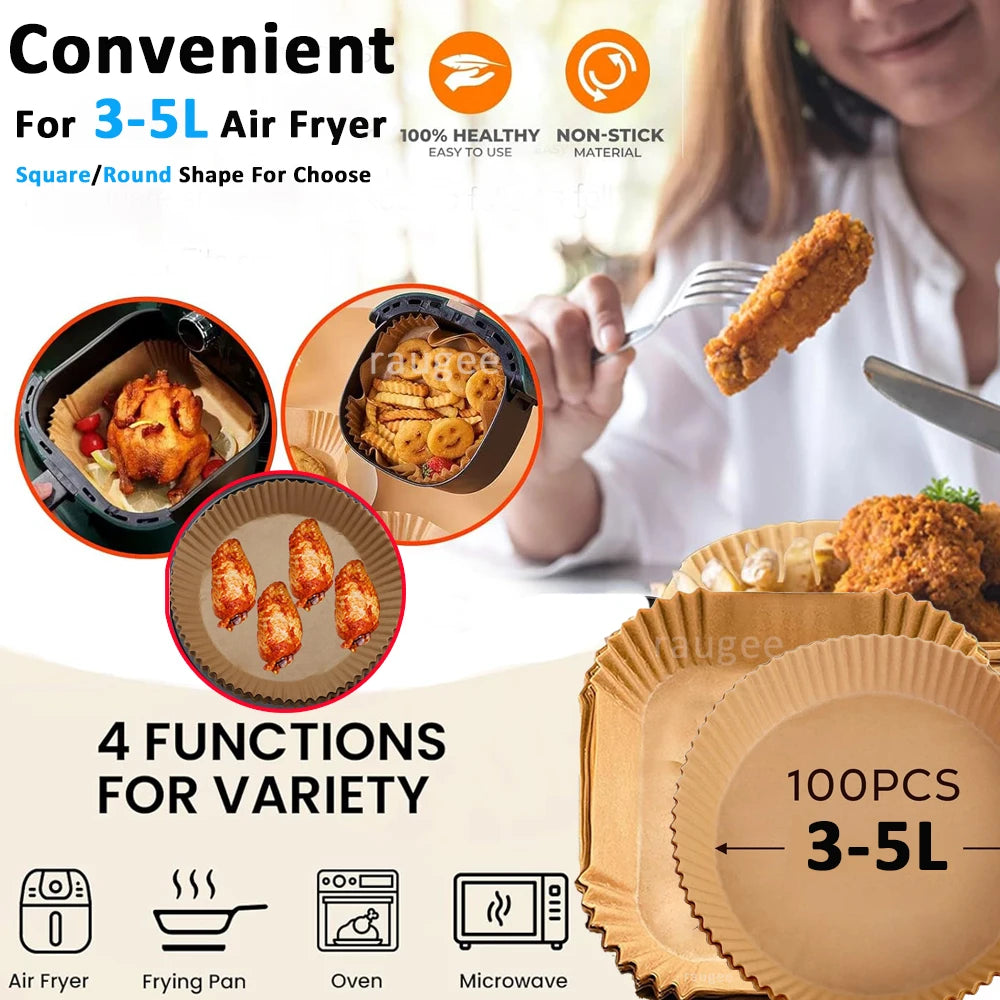 Disposable Air Fryer Liners – Non-Stick Paper Sheets for Baking and Roasting