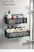 Bilayer Grid Wall Shelf – Adhesive Bathroom Organizer for Shower Storage