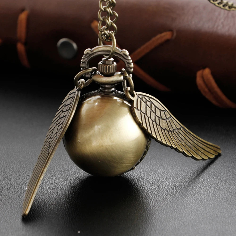 Vintage Gold Fairy Ball Quartz Pocket Watch – Pendant Necklace Gift